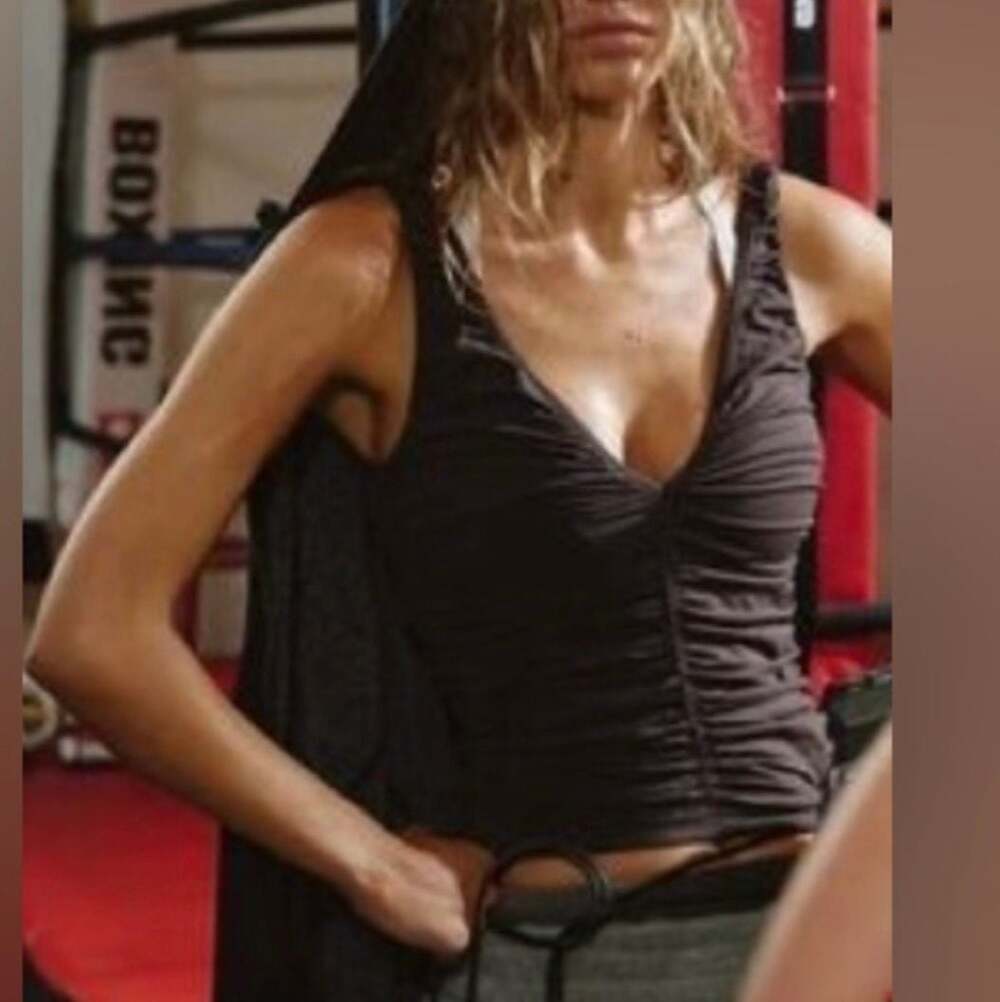 NWT Free People Movement Ruched V-Neck Sleeveless Workout Tank Top Brown XL